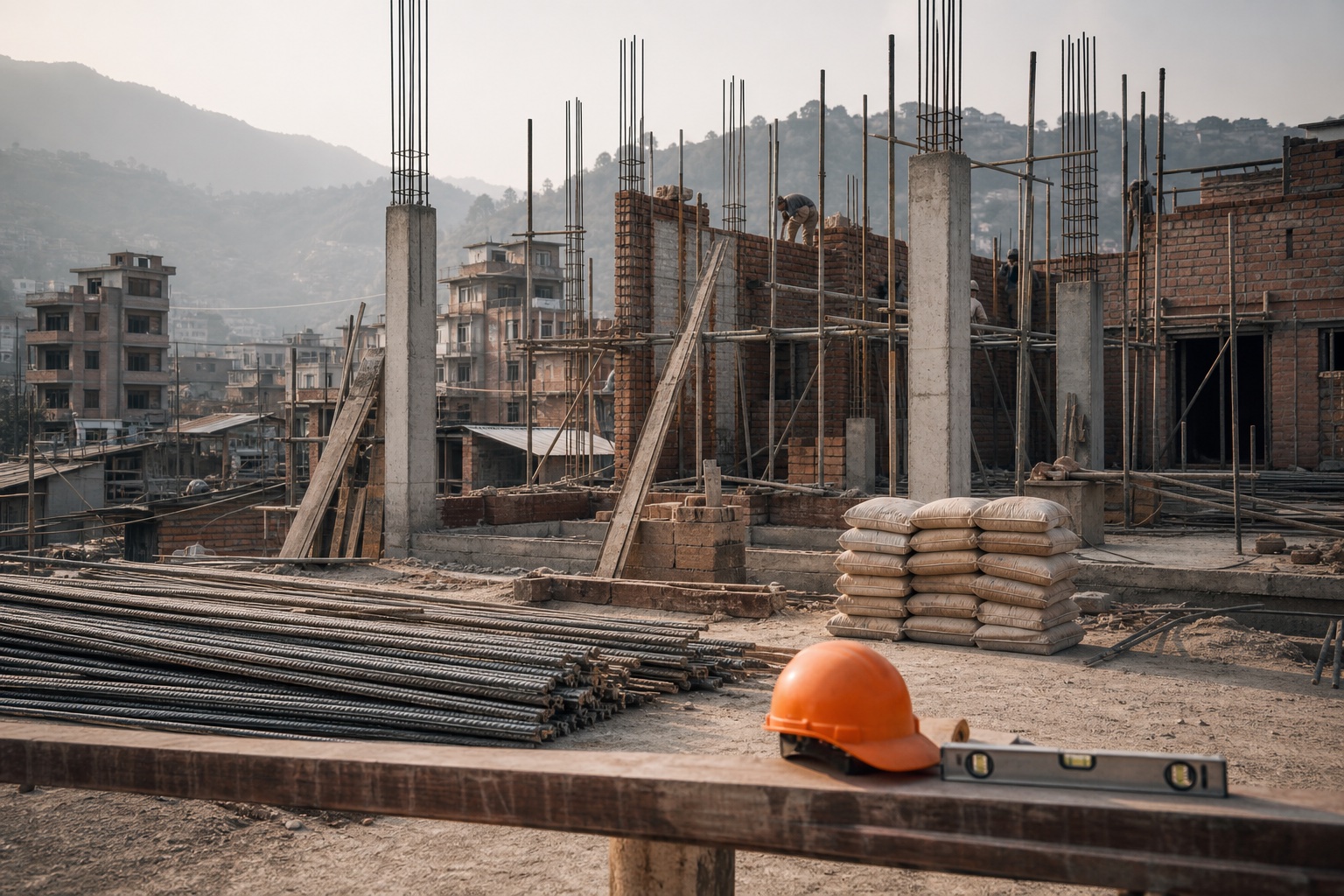 Engineer reviewing a residential construction site